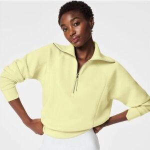 Nearly NEW Spanx AirEssentials Half Zip, Womens Med, yellow lemon lime